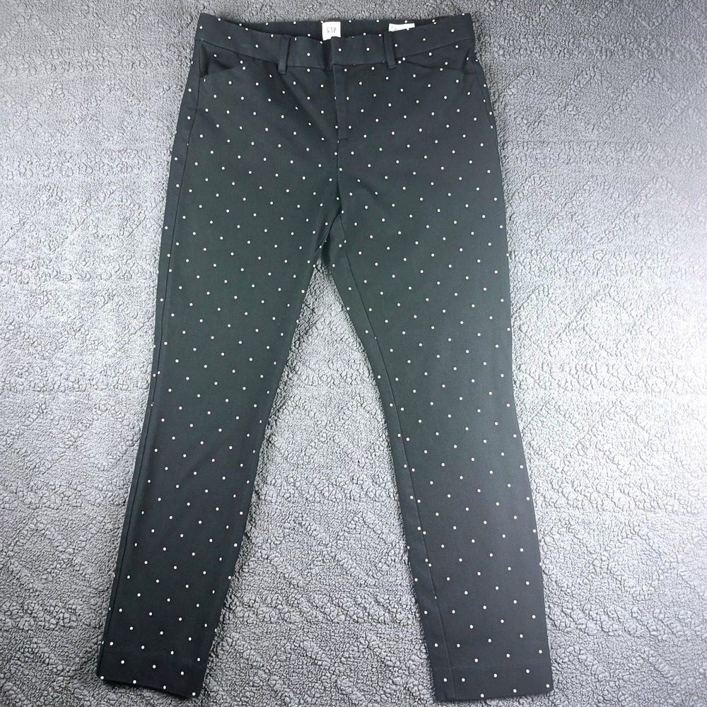 Gap Signature Skinny Ankle Pants Womens 8 Black Polka Dot Stretch Trousers